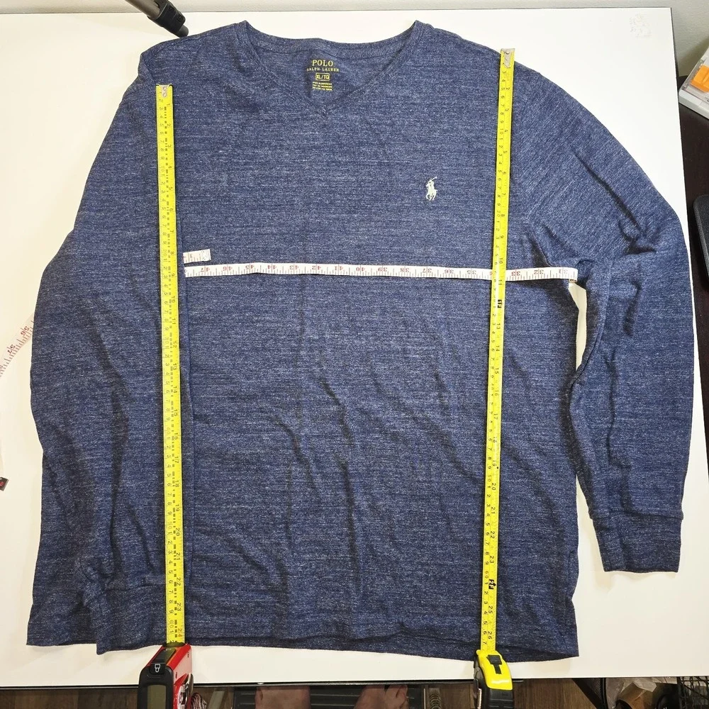 Polo Ralph‎ Lauren Men's V-Neck Long Sleeve Shirt Size XL Blue Heather Cotton